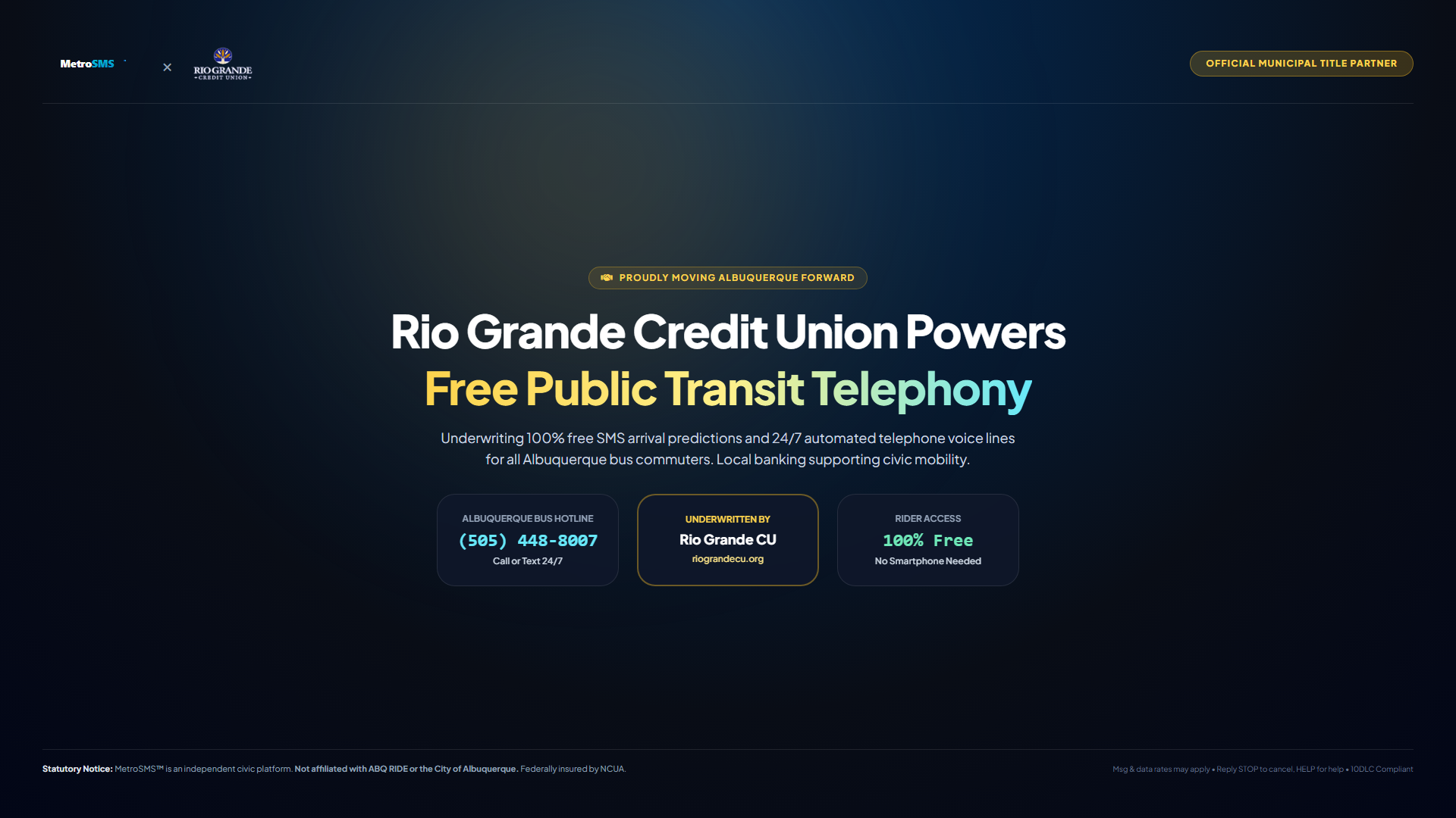MetroSMS and Rio Grande Credit Union Community Partnership Banner